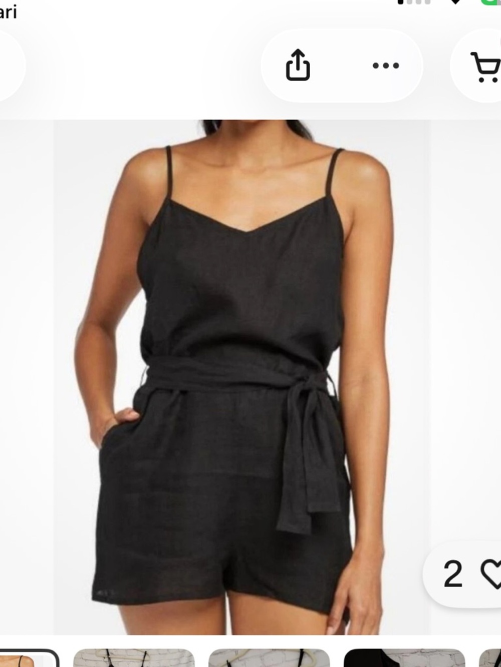 Vitamin A Gigi Black linen Romper with Tie Waist M